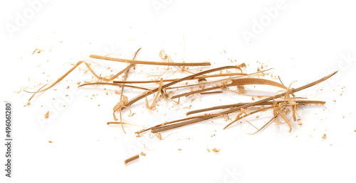 Dry bamboo.Swarf and wood chips on a white background. © KONSTANTIN