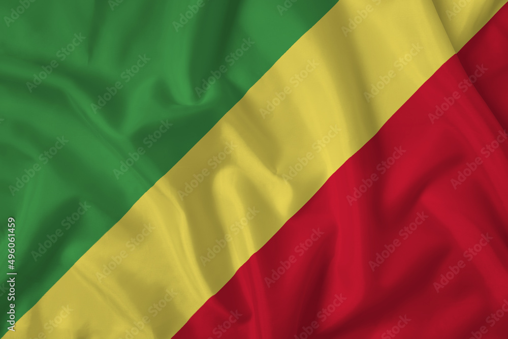 Congo flag with fabric texture. Close up shot, background Congo flag with fabric texture. Close up shot, background