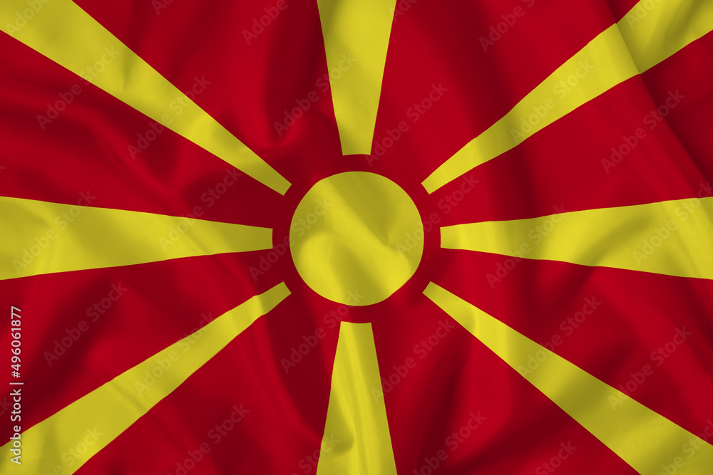 Macedonia flag with fabric texture. Close up shot, background Macedonia flag with fabric texture. Close up shot, background