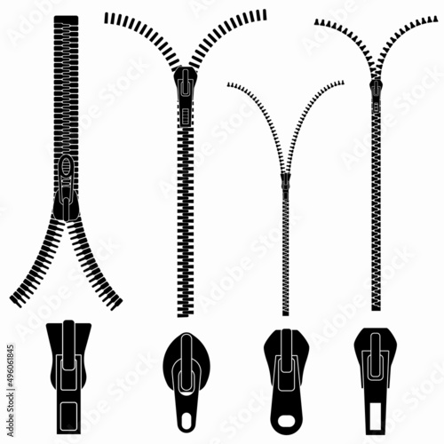 Zip pulls or zipper pullers, zippers set, zippered