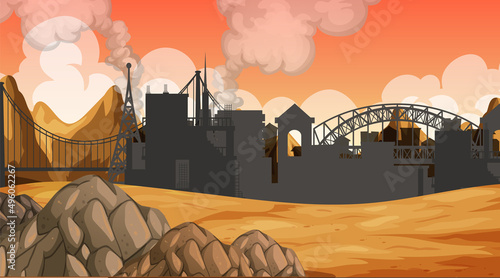 A natural scene landscape with polution