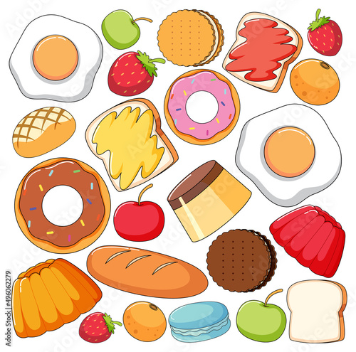 Seamless background design with many desserts