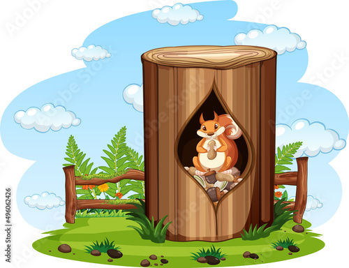 Scene with squirrel eating nut