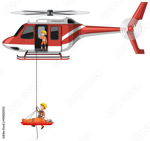 Emergency rescue team help people cartoon style