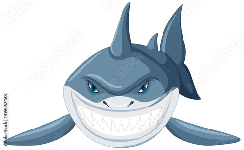 Aggressive great white shark cartoon