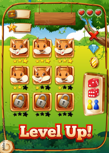Game template with squirrels and green grass