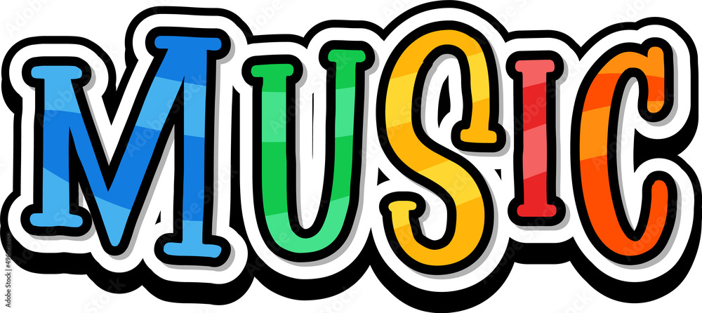 Font design for word music on white background Font design for word music on white background