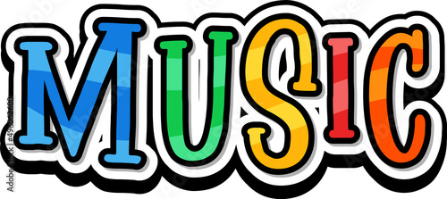 Font design for word music on white background