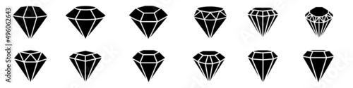 Diamond icons vector set. gemstone illustration sign collection. jewel symbol. photo