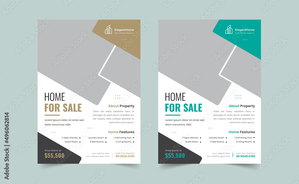 Home Sale Real Estate Flyer Template, Professional home sale flyer design template, corporate real estate flyer design.