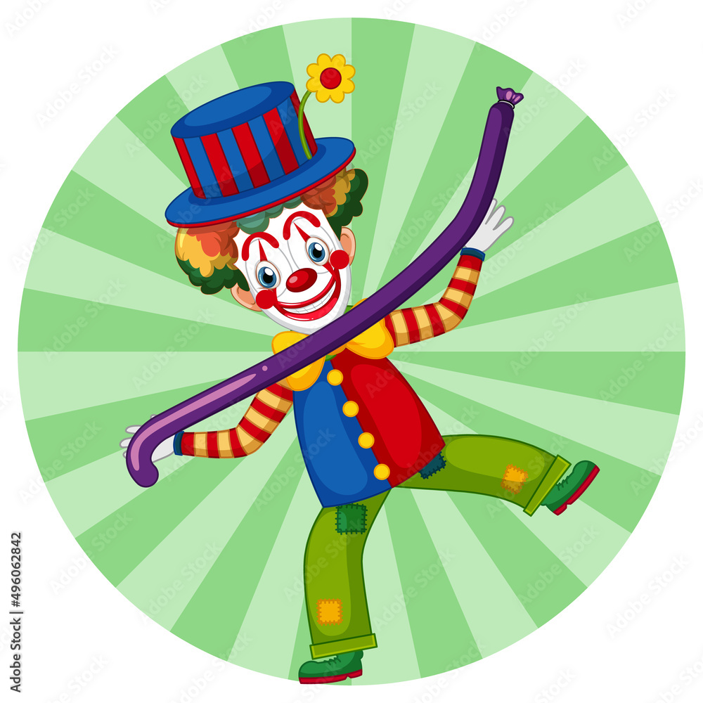 Naklejka premium Colourful clown cartoon character