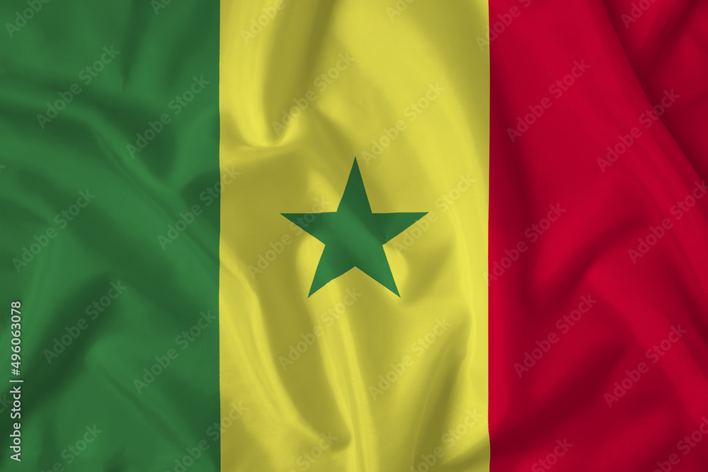 Senegal flag with fabric texture. Close up shot, background Senegal flag with fabric texture. Close up shot, background