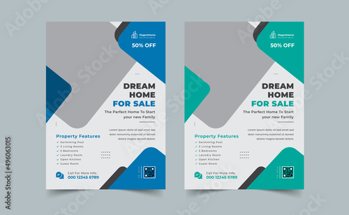 Modern and creative real estate flyer for real estate and property business with 2 color variation template