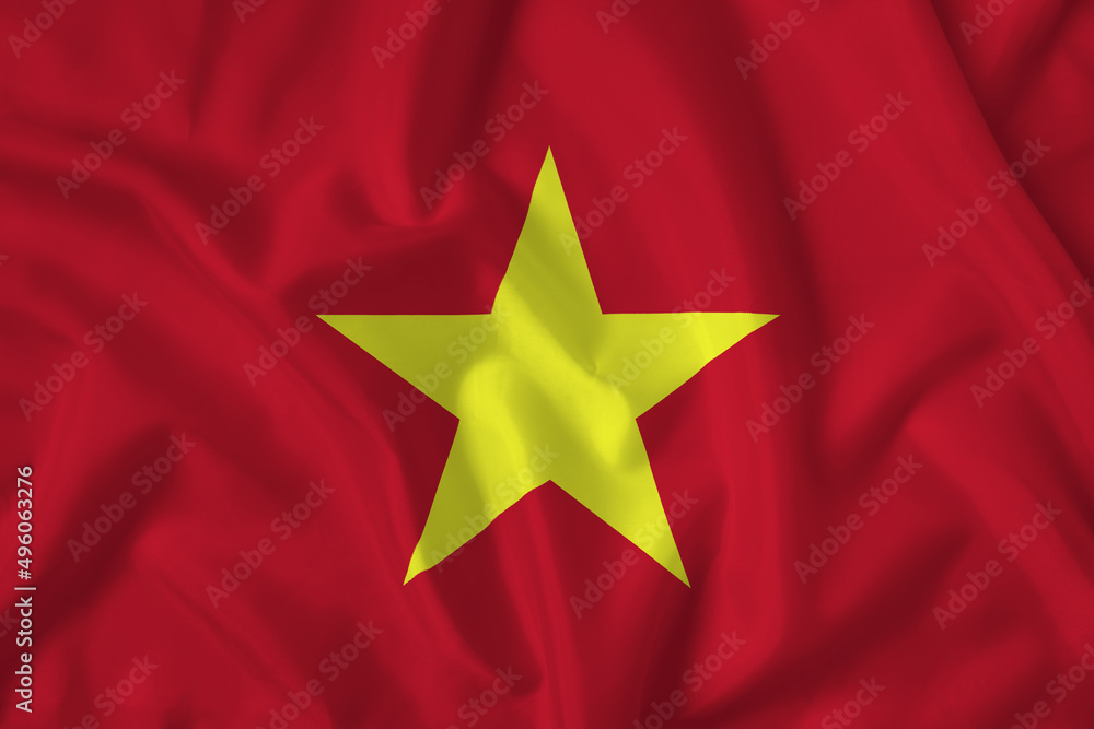 Vietnam flag with fabric texture. Close up shot, background Vietnam flag with fabric texture. Close up shot, background