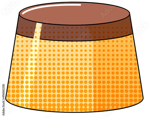 A creme caramel on white background