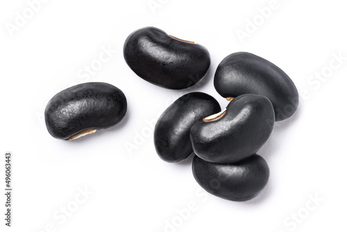 black beans isolated on white background. top view photo