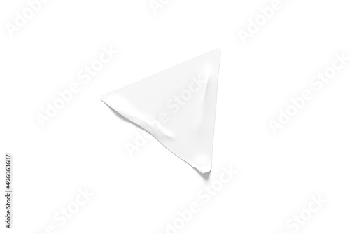 White square glued stickers mock up.Blank white adhesive square paper or plastic sticker label with wrinkled, crumpled effect. Blank template label tags. torn effect sticker mockup. 3d rendering.