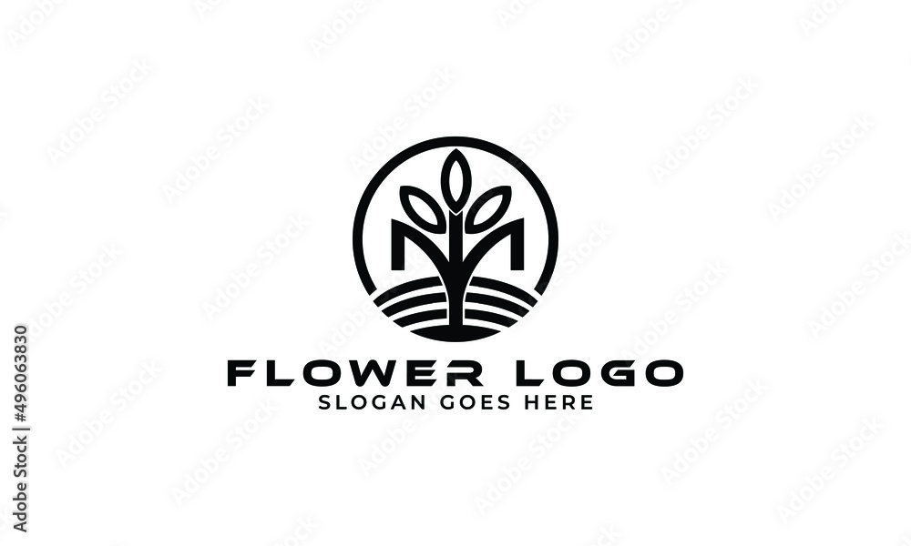 Minimalist Circle Flower Logo Template Design