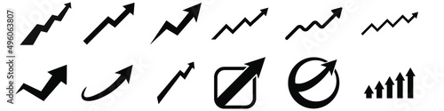 Growth Trend Chart icon vector set. Profit graph illustration sign collection. up arrow symbol or logo.