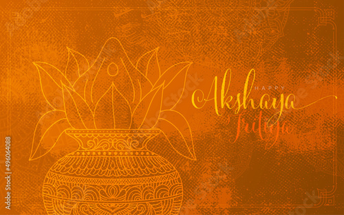 Happy Akshaya Tritiya Festival Greeting Background Design Template Vector Illustration photo