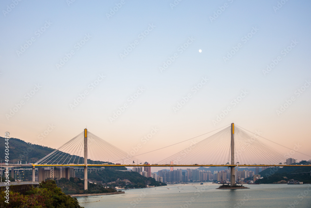 Ting Kau Bridge and highway, Hong Kong, daytime. Ting Kau Bridge and highway, Hong Kong, daytime.