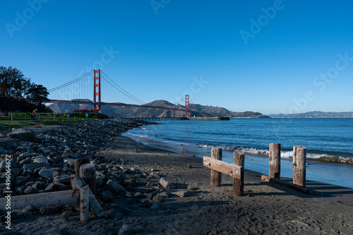 Golden Gate Bridge on a sunny day from Crissy Field