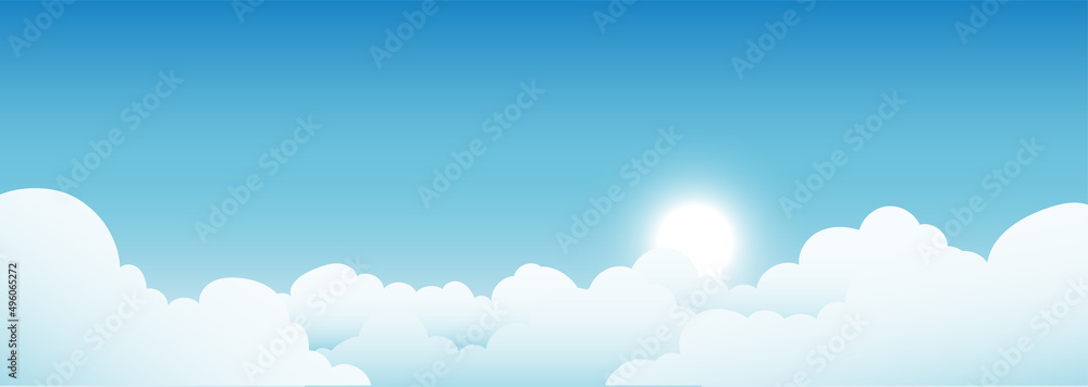 blue sky with sun and cloud background 