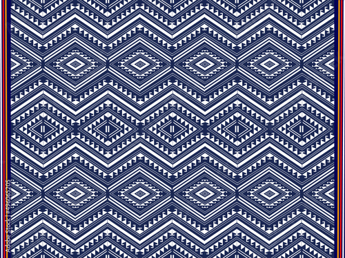 thai handcraft style Thai fabric pattern Khid pattern traditon thailand culture in blue background seamless pattern vector