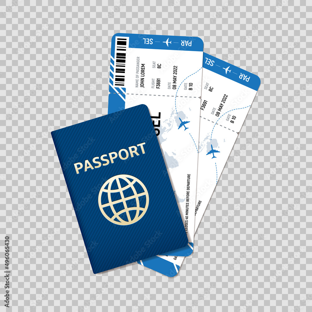 Vetor De International Passport And Tickets On Plane Vector Illustration With Realistic