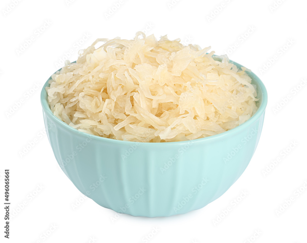 Bowl of tasty sauerkraut on white background Bowl of tasty sauerkraut on white background