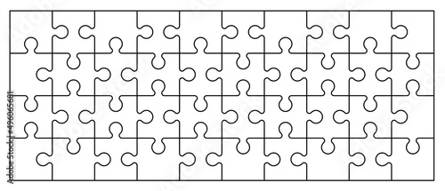 jigsaw puzzle pieces connection line pattern. Puzzle pieces icon or pictogram. Cartoon vector outline. Autism awareness logo or symbol. Dubbele platte puzzels. Teamwork concept. Mosic sign. Game print