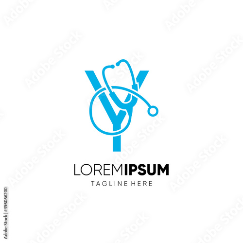 Letter Y Stethoscope Logo Design Vector Icon Graphic Emblem Illustration 