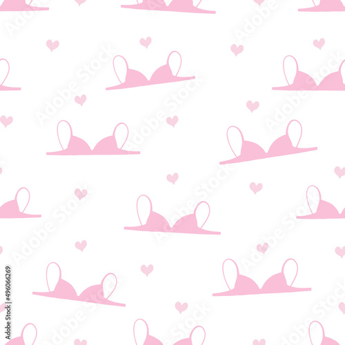 Bra seamless pattern, underwear background, brassiere. Vector Illustration for printing, backgrounds, covers, packaging, greeting cards, textile and seasonal design. Isolated on white background.
