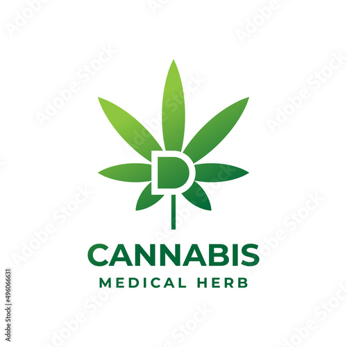 letter D cannabis logo design