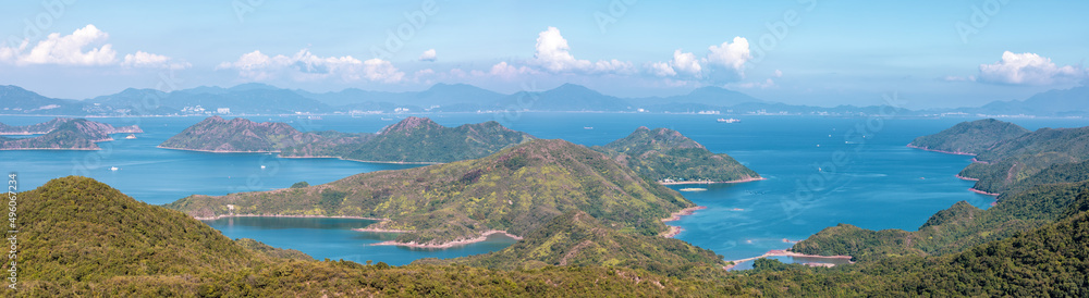 Panorama landscape of Yan Chau Tong Marine Park, Hong Kong, outdoor, daytime