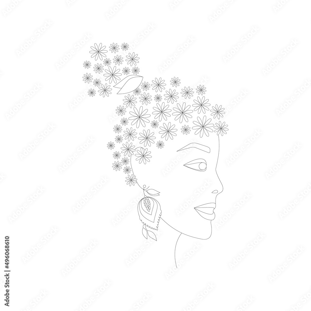 Girl's face profile with a bun Girl's face profile with a bun