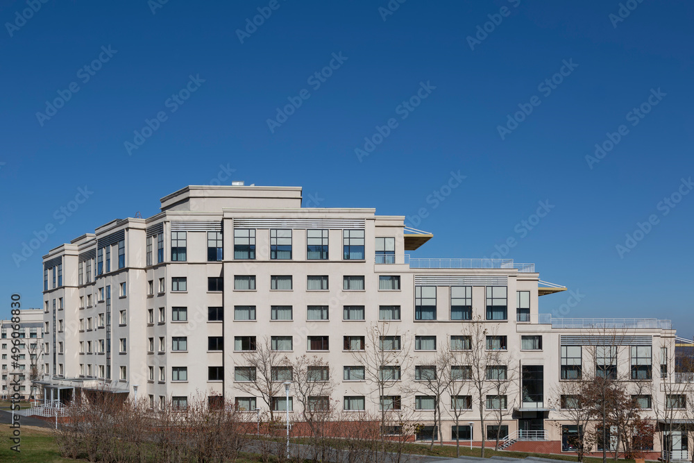 View on campus building of Far Eastern Federal University (former Far Eastern State University) on sunny autumn day. Russia, Vladivostok