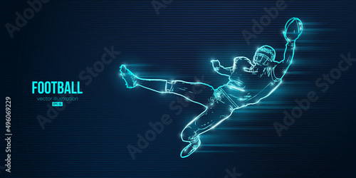 Abstract silhouette of a NFL american football player man in action isolated blue background. Vector illustration
