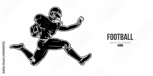 Abstract silhouette of a NFL american football player man in action isolated white background. Vector illustration