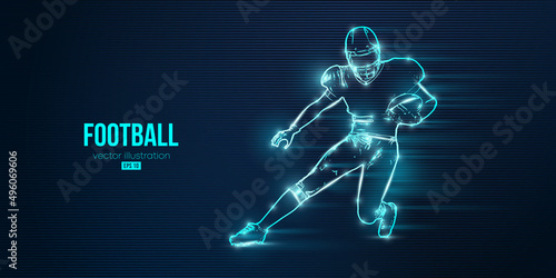 Abstract silhouette of a NFL american football player man in action isolated blue background. Vector illustration