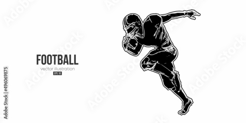 Abstract silhouette of a NFL american football player man in action isolated white background. Vector illustration