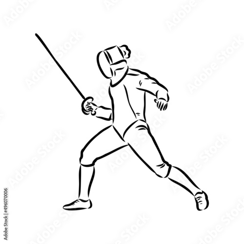 Fencing competition brush sketch drawing fencing vector