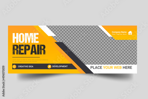 Construction renovation Handyman home repair social media post banner  template