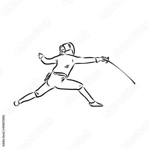 Fencing competition brush sketch drawing fencing vector