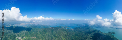 Aerial Panorama landscape of Yan Chau Tong Marine Park, Hong Kong.