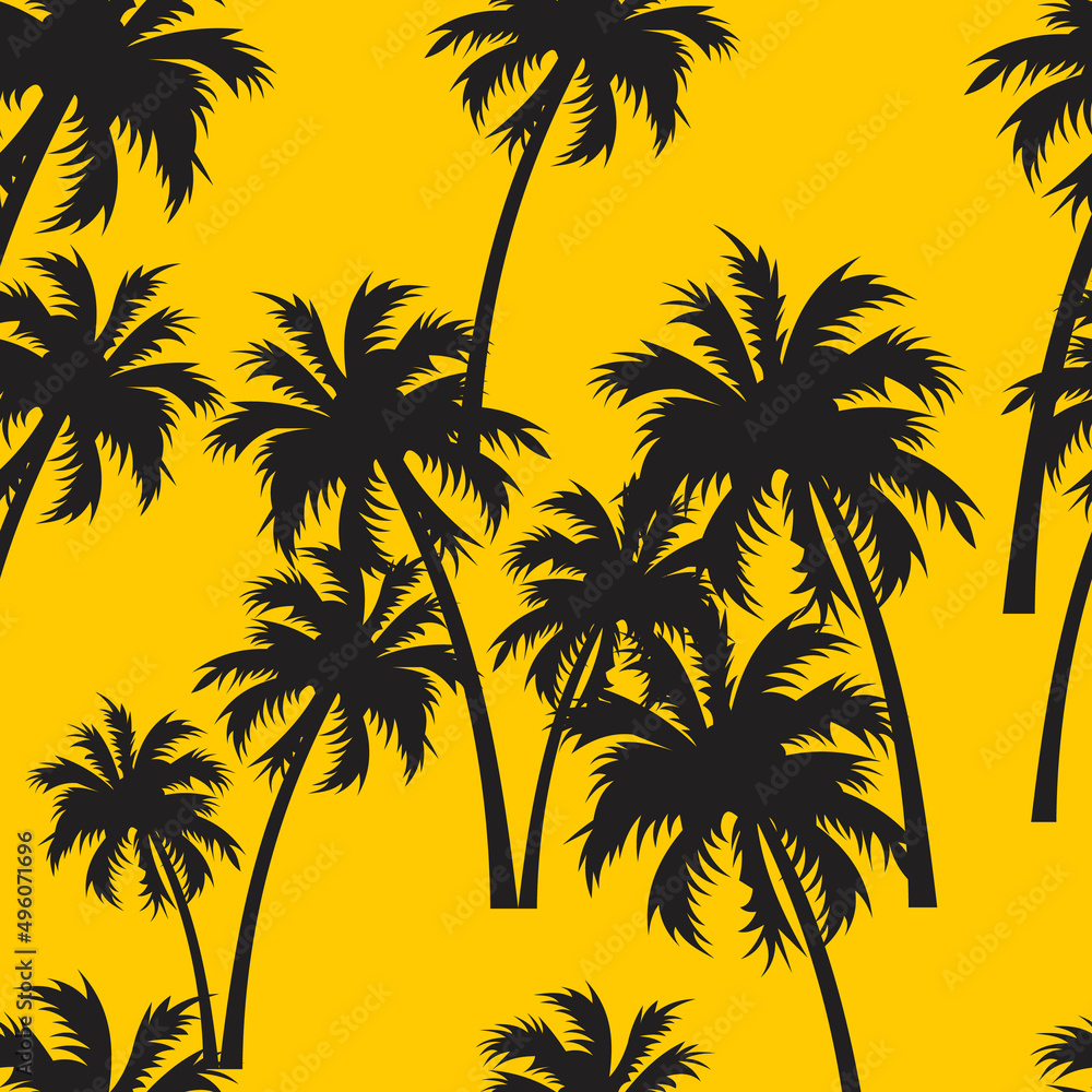 Seamless pattern coconut on yellow background
