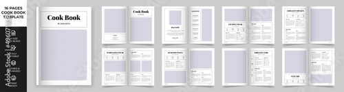 Cookbook Layout Template with Black Accents, Simple style and modern design, Recipe Book Layout photo