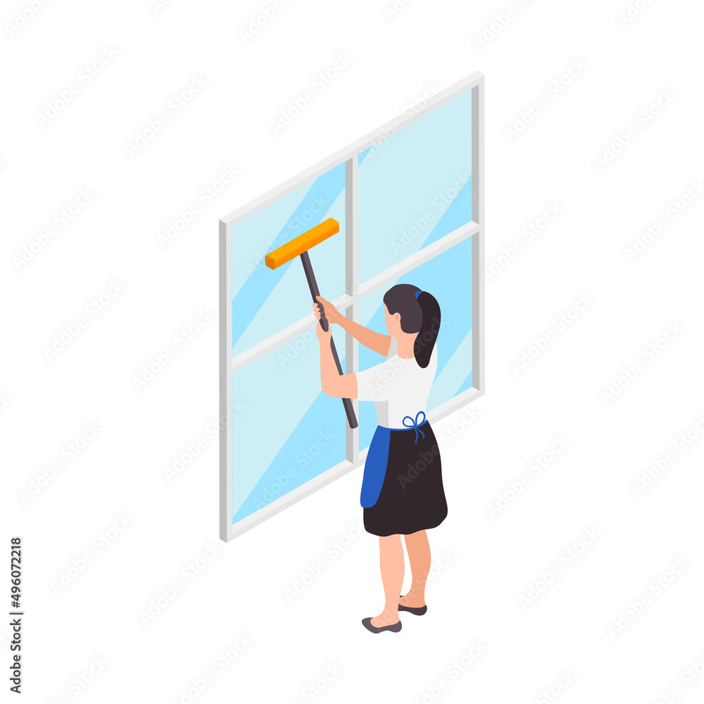 Window Cleaning Woman Composition Window Cleaning Woman Composition