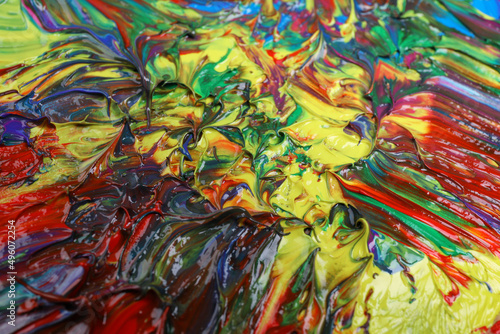 Abstract colorful acrylic paint as background, closeup view