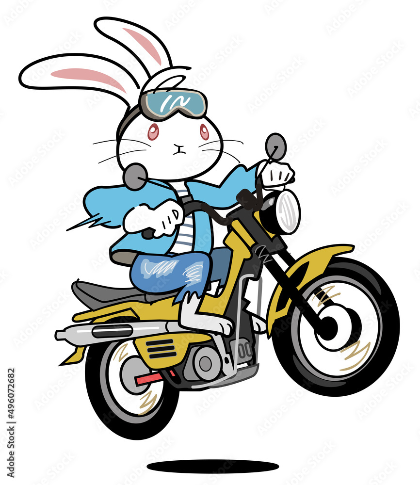 バイクに乗るうさぎさん バイクに乗るうさぎさん